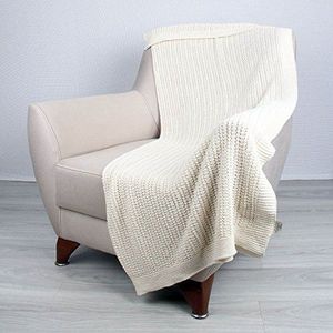 Homemania Softy deken voor bank, slaapkamer, woonkamer - ecru van katoen 130 x 170