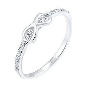 Elli Ring Infinity kristallen edel schattig 925 zilver, 52 EU, Facetgeslepen, Glas