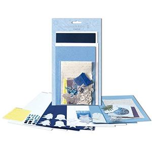 Ursus 56100009 - Wenskaartenset Groeten Kerstmis Blauw, 2 x 2 kaartformaten met enveloppen, 100 stickers, voor individueel kaartontwerp