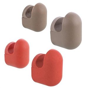 WAGNER - hooks4home - design wandhaken PILL 4st. set - 51 x 32 x 37 mm & 76 x 47 x 55 mm, gerecyclede organische kunststof, taupe/koraalrood - Made in DE - 17042124