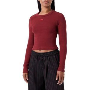 HUGO Dafilomena T-shirt voor dames, Dark Red605, S