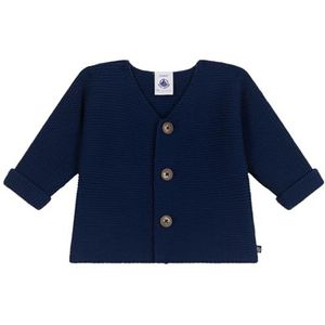Petit Bateau Uniseks gebreide babyjas, blauw, 12 Maanden