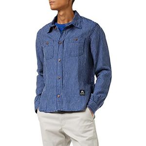 Kings of Indigo Heren Juntoku vrijetijdshemd, blauw (Stripe Linen Indigo 1006), M