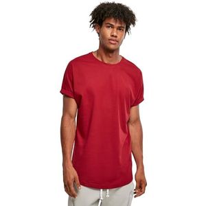 Urban Classics Heren T-shirt Long Shaped Turnup Tee, T-shirt voor mannen, langer gesneden, verkrijgbaar in vele kleurvarianten, maten, rood (brick red), S