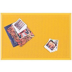 Bi-Office Prikbord schoolkalender, kurkbord met MDF-frame, 22 mm dik, kurkoppervlak in geel, 60 x 40 cm