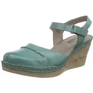 Manitu dames 920215 gesloten sandalen met sleehak, groen, 41 EU