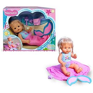 NENUCO NFN22000 Zeemeerminstaart, babypop met zeemeerminnenstaart, stof, voor verwijderen en aantrekken, grappig speelgoed met accessoires, waterdicht, voor jongens en meisjes vanaf 2 jaar