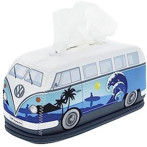 BRISA VW Collection - Volkswagen neopreen cosmetica-servetten-dispenser papieren zakdoek tissue-box voor de badkamer in T1 Bulli bus design (surf/lichtblauw)