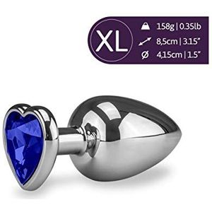 Love and Vibes RY045-Saffier Rosebud-anale sieraden hart in XL - 7 kleuren, 200 g