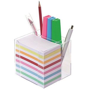 Wedo 270266916 notitieboekje (met pennenhouder, 9,5 x 9,5 cm) kunststof transparant gevuld, ongeveer 700 vellen 5,5 x 9 cm) wit