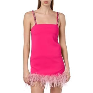 Trebbiano Crepe Stretch jurk met veren en borduurwerk, N17_pink pinko, 36 NL