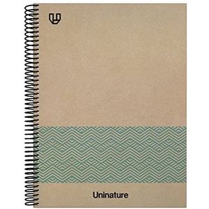 Unipapel | 100% gerecycled notitieboek, A4, kraftpapier, 80 vellen, 4 x 4, 90 g, blauw, FSC-gerecycled, 100% gerecycled, stevige omslag, Uninature Concept
