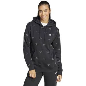 adidas Dames Essentials Monogram Regular Fleece Graphic Hoodie, black, S