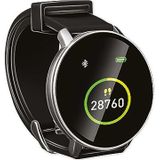 Umbro Fitnesstracker Bluetooth – smartwatch met sportfuncties – fitnesshorloge HR en lichaamstemperatuursensor – stappenteller 1,3 inch touchscreen – sporthorloge IP68 waterdicht – zwart, zwart,