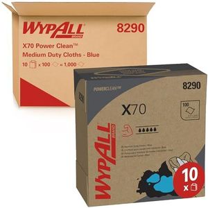 WypAll, 8290, X70 reinigingsdoekjes, 1-laags, blauw, 10 pop-up dozen x 100 doekjes