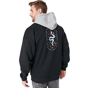 Trendyol Sweatshirt - Grijs - Oversized, Zwart, XS