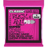 Ernie Ball Super Slinky Classic Rock n Roll Pure Nickel Electric Guitar Strings 3 Pack - 9-42 Gauge
