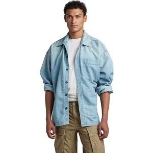 G-STAR RAW Heren Boxy Fit shirt met lange mouwen, blauw (Sun Faded Cadet Blue D303-D897), XS, Blauw (Sun Faded Cadet Blue D303-d897), XS