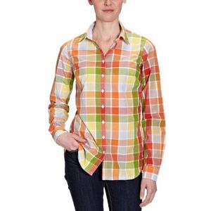 Tommy Hilfiger Dames shirt met lange mouwen, geruit 1M87611164/ Folkston Gingham Shirt LS, meerkleurig (841 Lanai Orange/Multi), 40