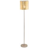 EGLO Staande lamp Viserbella, 1 vlam staande lamp vintage, modern, staande lamp van staal en textiel, woonkamerlamp in champagne, goud, lamp met trapschakelaar, E27 fitting