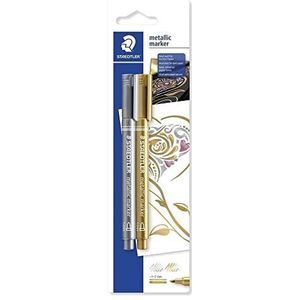 Staedtler 8323-S BK2ST Metallic Marker, 1,2 mm, Goud/Zilver, 2 Stuks