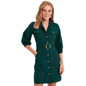 Trendyol Dames gebogen hemd-jurk. Jurk, kaki, 38