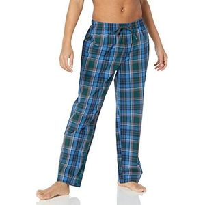 Amazon Essentials Men's Geweven pyjamabroek met rechte pasvorm, Blauw Groen Grote ruiten, S
