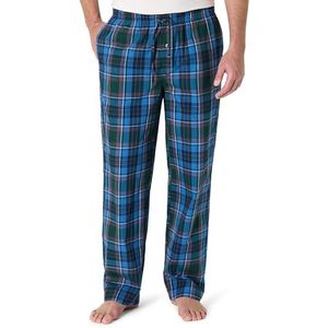 Amazon Essentials Men's Geweven pyjamabroek met rechte pasvorm, Blauw Groen Grote ruiten, XL