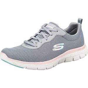 Skechers Flex Appeal 4.0 Brilliant View sneakers voor dames, Grijze Mesh Light Pink Trim, 40 EU