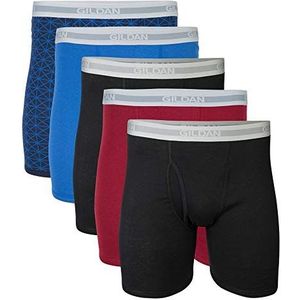Gildan Boxershorts voor heren, korte pijpen, multipack (verpakking van 5), Gemengd Blauw/Grijs (5 Pack), XL