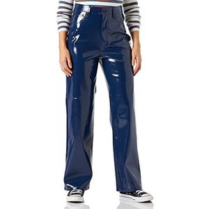 JACK & JONES Jxkenya Hw Stra Faux Leather Pant Noos Damesbroek, Middeleeuws blauw/detail: glanzend, M