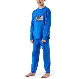 Schiesser Jongenspyjama set pyjama warme kwaliteit badstof - fleece - interlock - maat 140 tot 176, Blauw_179996, 140 cm