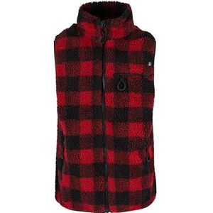 Brandit Teddy fleece vest winter met fleece voering jacht army outdoor pluche vest, rood-zwart, L