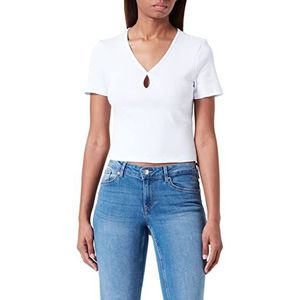 Bestseller A/S Dames NMMAYA S/S O-Hals Cutout TOP NOOS T-Shirt, Bright White, M, wit (bright white), M