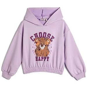 Koton Girls Hoodie Teddy Bear bedrukte taille en manchetten elastische lange mouwen, 370 (paars), 5-6 jaar