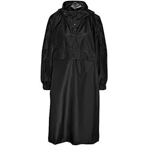 Bestseller A/S Dames NMSKY L/S bedrukte regenponcho, zwart, één maat, zwart, One Size