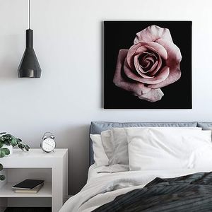 A.S. Création Canvasafbeelding, bloemen, rozen, kunstdruk, wit, 50 x 50 cm, vierkant, moderne wanddecoratie, slaapkamer, woonkamer, keuken, afbeelding op spieraam