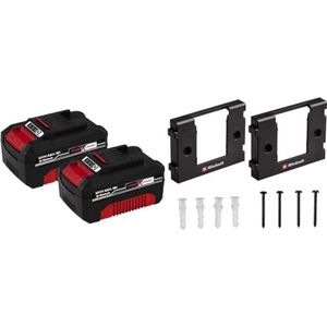 Einhell Power X-Change 18V, 4,0Ah, tweepakket, 2 x 4,0 Ah batterijen & Originele Einhell Power X-Change accu-wandhouder (passende opslag voor alle Power X-Change accu's)
