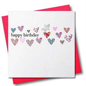 Claire Giles Harten en sterren kleine harten gelukkige verjaardagskaart - roze