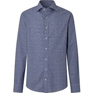 Hackett London Heren Strch Flannel Glen CK Shirt, Blauw/Wit, 39