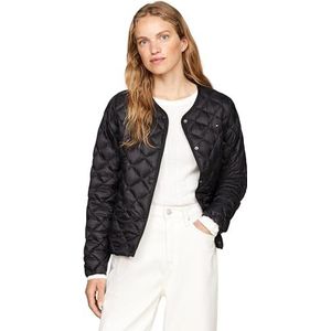 Tommy Hilfiger Dames LW DOWN QUILTED COLLARLESS JKT WW0WW43215 Puffer Jacket, Zwart, S, Zwart (zwart), S