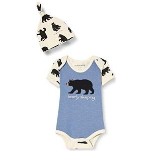 Hatley Babyjongens bodysuit en pet peuter slapers, Bearly Sleeping - Blauw, 18-24 maanden