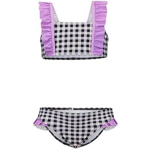 Retour Jeans Crop Bikini Elvita met Ruches Zwart/Wit/Paars