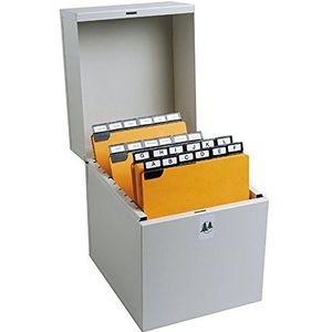 Exacompta - Ref 54718E - Verticale geleidingskaarten archiveringsdoos - 235 x 178 x 210 mm groot, geschikt voor A5 of 200 x 125 mm documenten, geschikt voor 500 kaarten - lichtgrijs