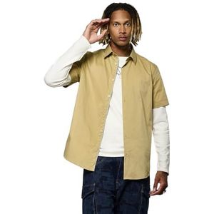 Kaporal, Herenhemd, getailleerde pasvorm, korte mouwen, overhemdkraag, model KOURA, kleur beige, maat S, Beige, S