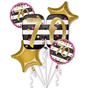 Amscan 3736701 folieballon boeket Birthday 70 jaar - roze & goud