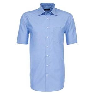 Seidensticker Business overhemd voor heren, regular fit, strijkvrij, kent-kraag, korte mouwen, 100% katoen, blauw (middenblauw 14), 40