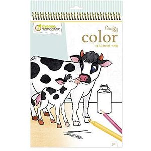Avenue Mandarine GY104C Graffy Color, tekenpapier, 120 g, microgeperforeerd, 2 x 12 ontwerpen = 24 vellen, geschikt voor kinderen vanaf 3 jaar, 1 stuks, boerderijdieren moeder-kind