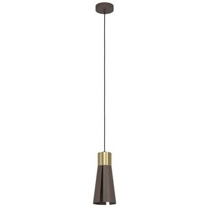 EGLO Led hanglamp Losalomas, 1-lichts elegante pendellamp, eettafellamp van metaal in mokka en messing, lamp hangend voor woonkamer, warm wit, GU10 fitting