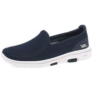 Skechers GO WALK 5 dames sneaker Low-Top Trainer, Blauw textiel Trim Nvw, 38 EU